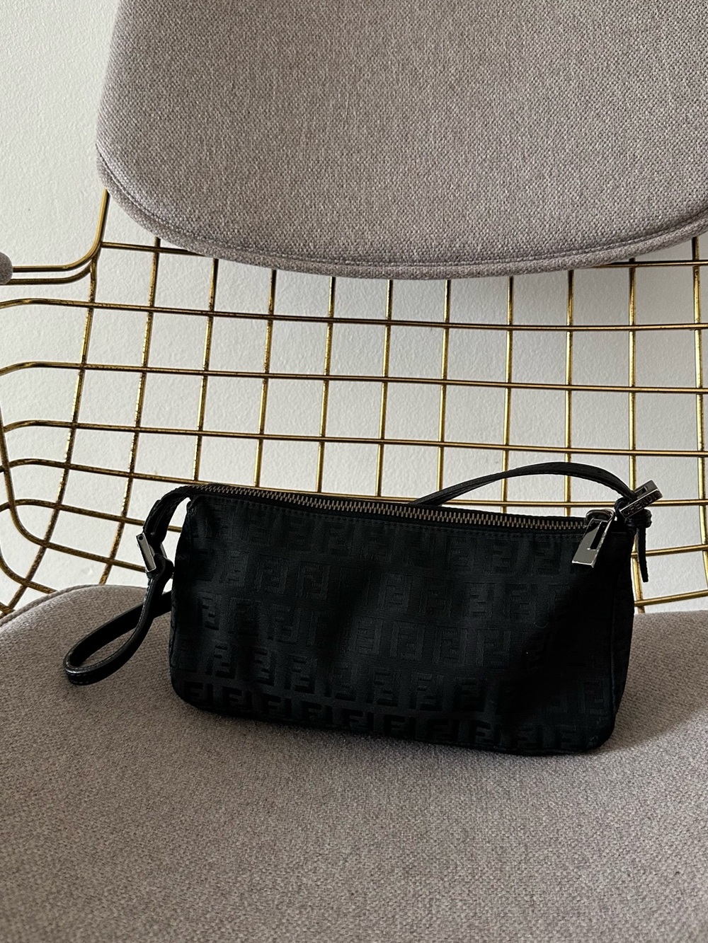 Fendi Black Mini Logo baguette Bag